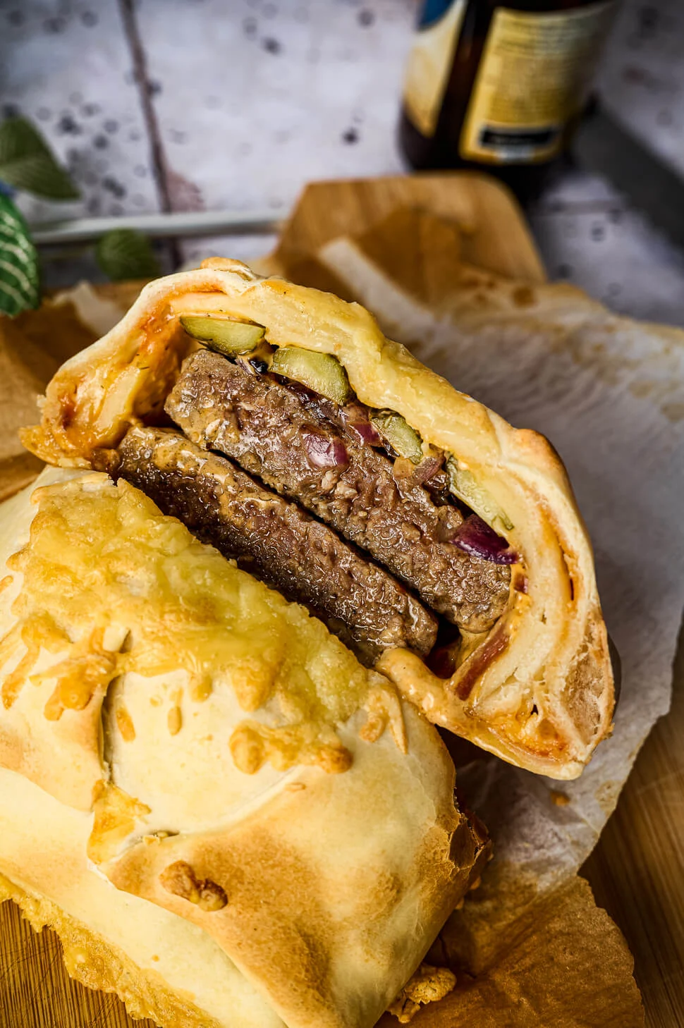 Cheeseburger pizza calzone 3 calzone burger