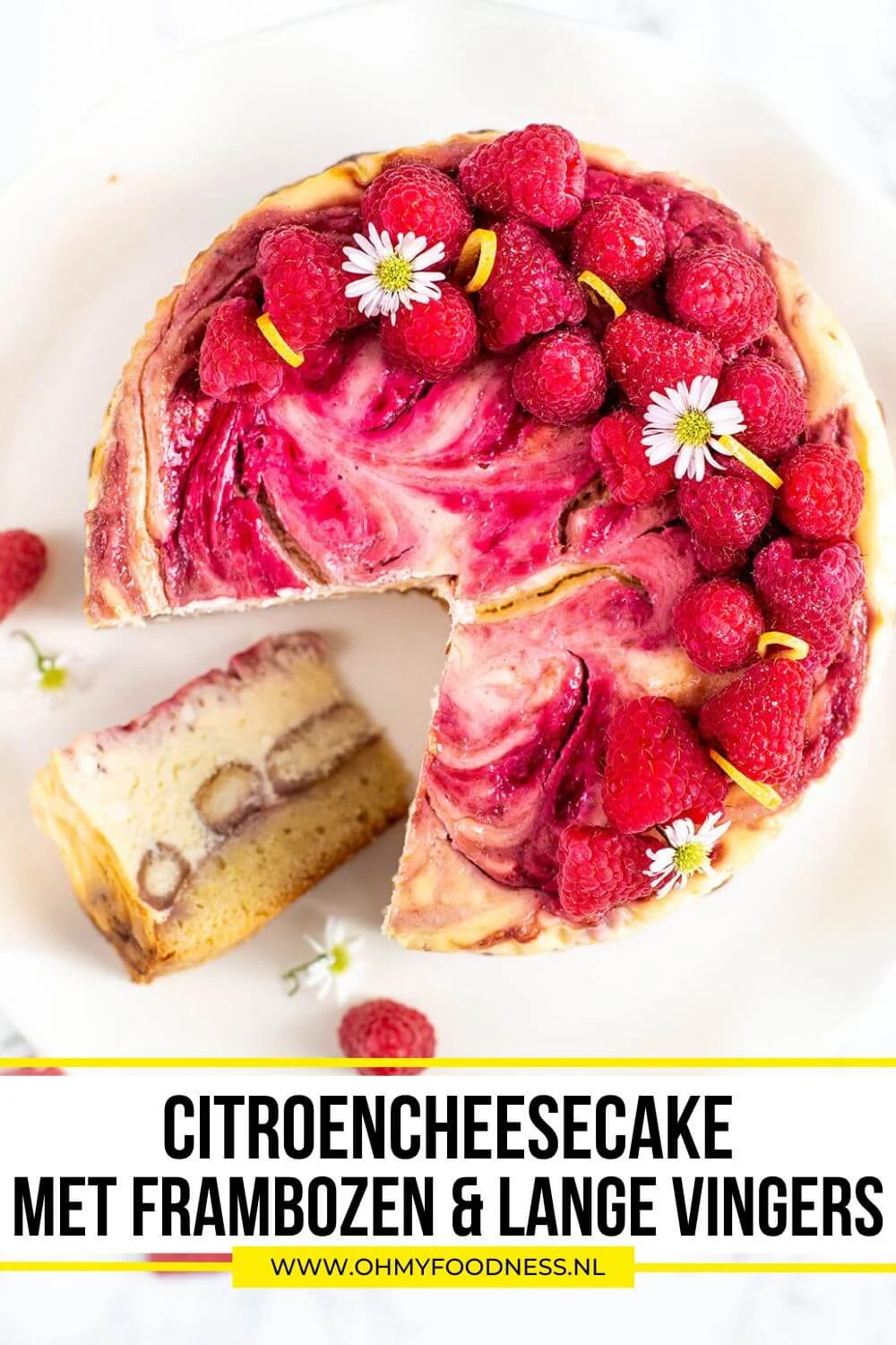 Citroencheesecake met frambozen en lange vingers 4 citroencheesecake frambozen