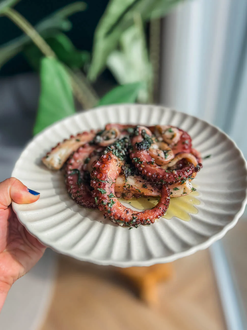 Gegrilde octopus met kruidenolie 5 gegrilde octopus