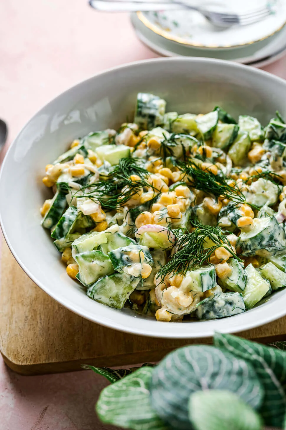 Komkommer dille salade met mais 7 komkommersalade
