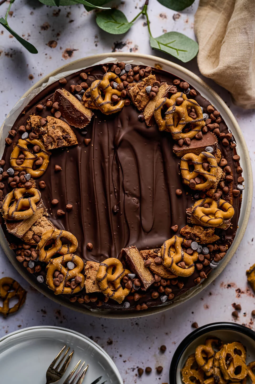 Chocolade pretzel & pindakaas cheesecake 4 chocolade pretzel cheesecake