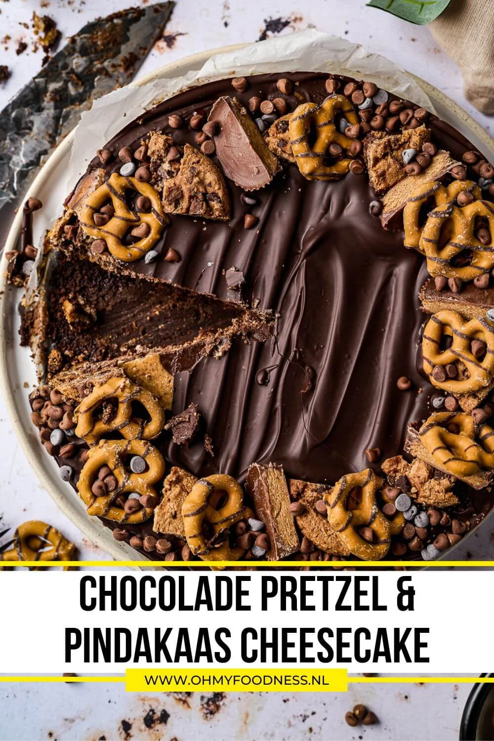 Chocolade pretzel & pindakaas cheesecake 6 pretzel pindakaascheesecake
