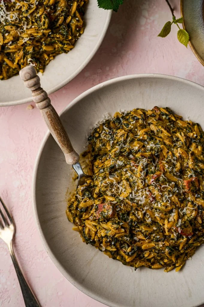Romige orzo met chorizo en spinazie 1 orzo met chorizo