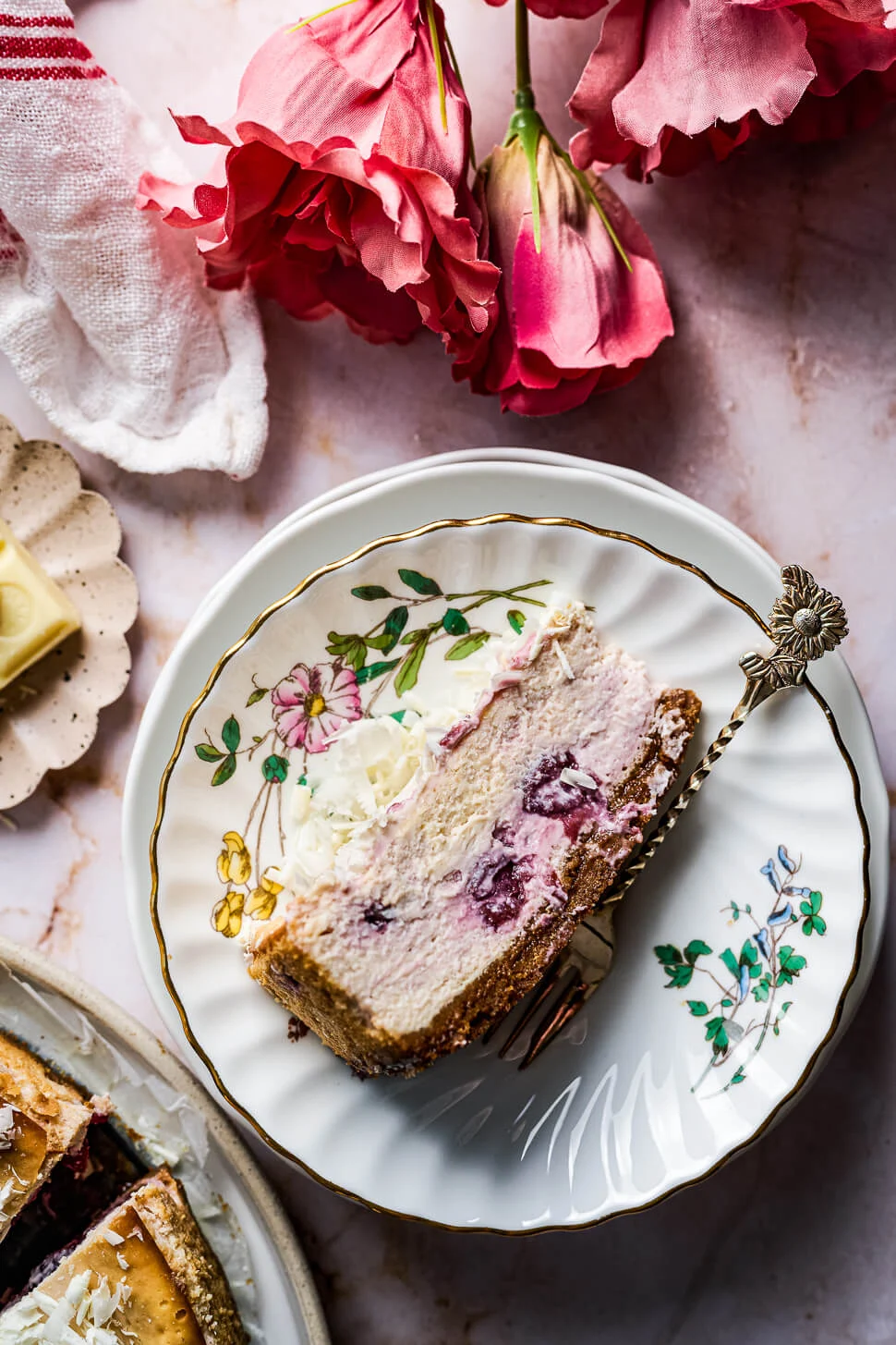 Witte chocolade cheesecake met kersen 3 cheesecake met kersen