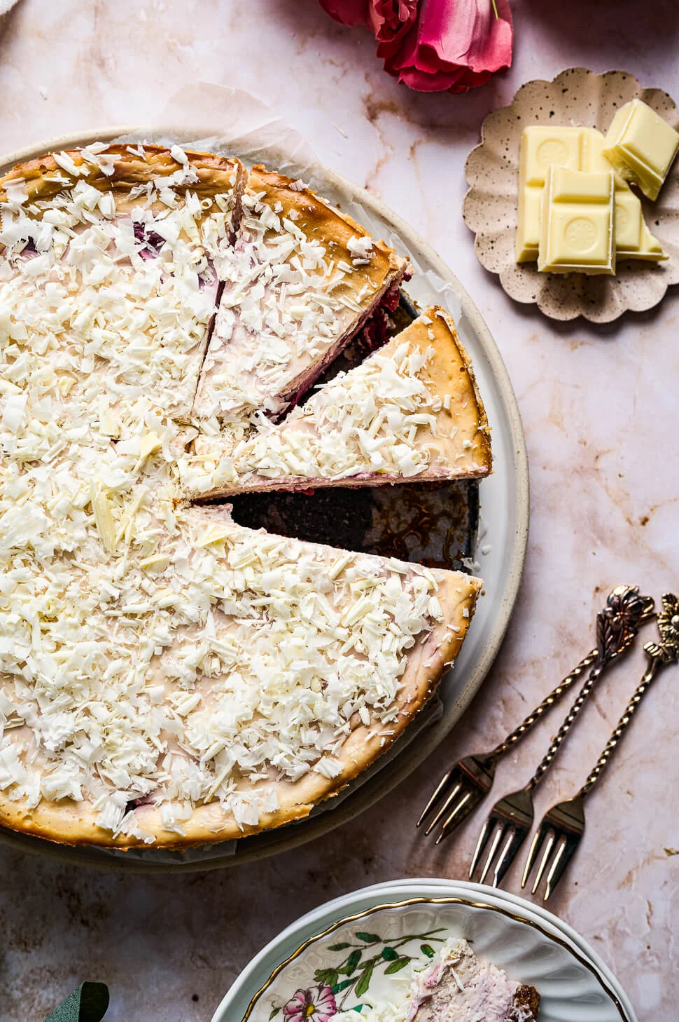 Witte chocolade cheesecake met kersen 7 witte chocolade cheesecake