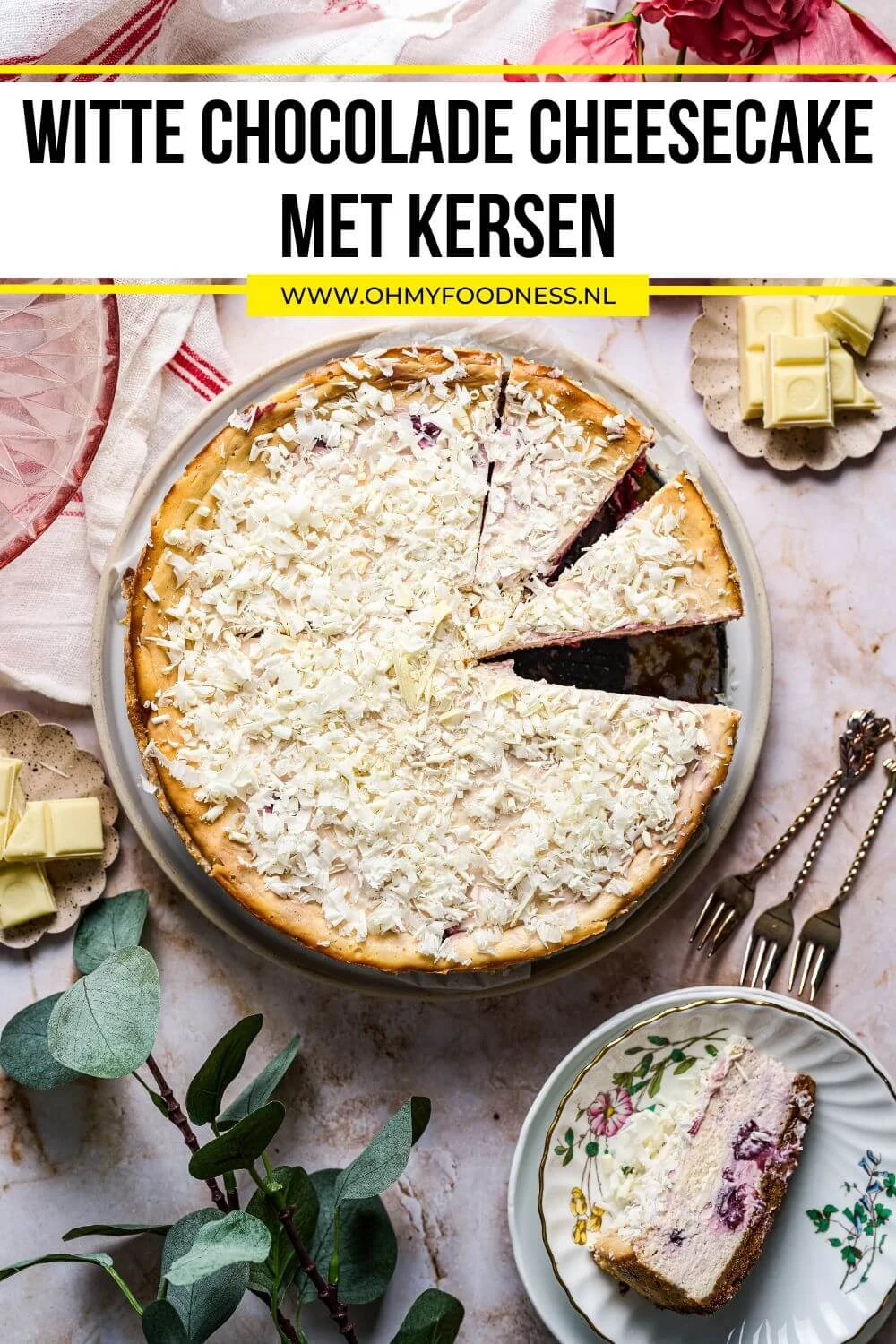 Witte chocolade cheesecake met kersen 6 kersen chocolade cheesecake