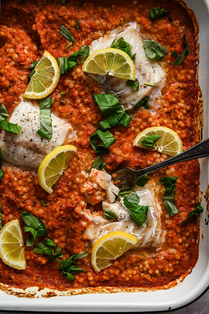 Kabeljauw uit de oven met paprikasaus & parelcouscous 6 kabeljauw recept uit de oven