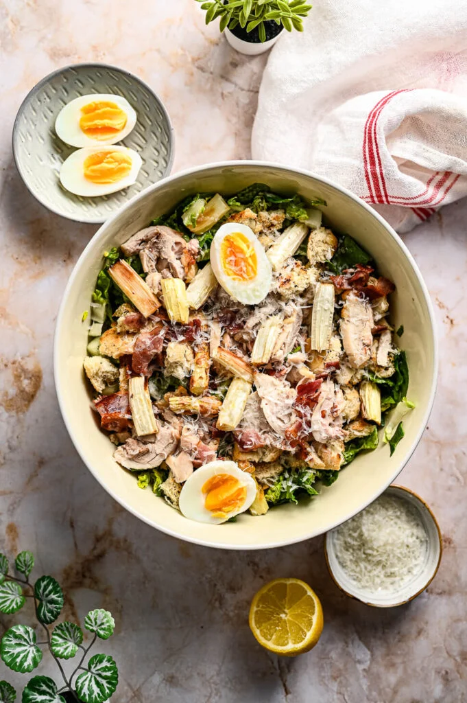 Caesar Salade met witte asperges 3 Caesar salade recept